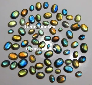 150 CT WHOLESALE LOT NATURAL MULTI LABRADORITE CALIBRATED OVAL CABOCHON GEMSTONE - Picture 1 of 3