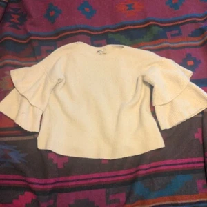 Madewell Tier Sleeve Wool Blend Pullover Sweater in Coziest Yarn Ivory/Cream XS - Picture 1 of 8