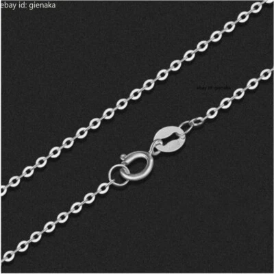 Collar de eslabones de cadena O Au750 de oro blanco puro sólido de 18 quilates 1,1 mm W 1,3-1,5 g 16-17-18" Foto 1 de 3