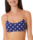 California Waves Women Juniors Classic Stars/Stripes LaceUp Bralette Bikini Top
