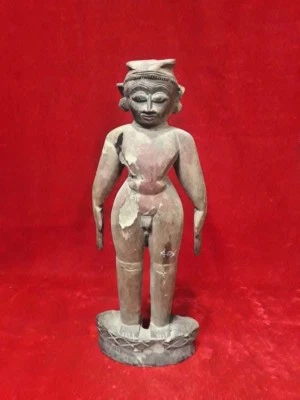 Wooden Doll Female Figure Antique Old Vintage Rare Carved Home Decor - Image 1 of 4