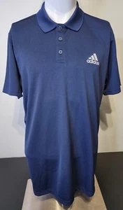 Adidas Aeroready Mens Size Large Golf Polo Shirt Navy Blue Casual Performance - Picture 1 of 10