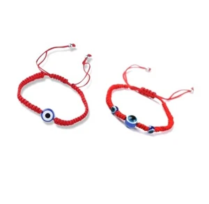 2x Rotes Armband mit Nazar Boncuk Blaue Auge Perlenoptik Rot Armschmuck Schmuck - Bild 1 von 3