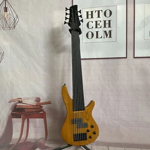 Factory 7 String Electric Bass Guitar Solid Ash Body Black Part Maple Neck - Picture 1 of 9