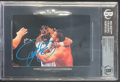 MANKIND MICK FOLEY SIGNED 1999 WRESTLEMANIA LIVE 4X6 COMIC IMAGES #32 BECKETT - Image 1 of 2
