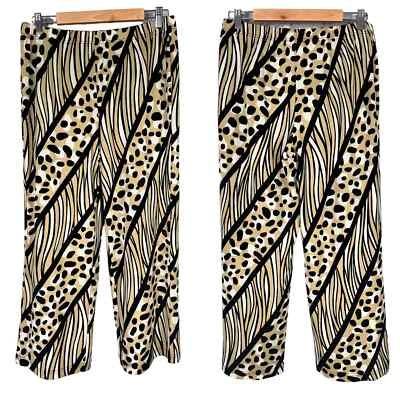 Pantalones BOB MACKIE Para Mujer M Pequeños Usables Arte Estampado Animal Gaucho Tejido Foto 1 de 4
