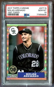2017 NOLAN ARENADO PSA 10 GEM MINT #87T15 TOPPS CHROME 1987 TOPPS *LOW POP - Picture 1 of 2