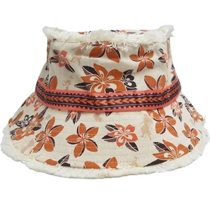 Disney Store Moana Fischerhut creme Stoff Blumendruck ausgefranste Borte Kanten Erwachsene - Bild 1 von 15