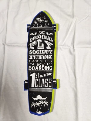 Мужская футболка с принтом FLY SOCIETY скейтборд короткий рукав новая с ценниками белая бесплатная доставка - Изображение 1 из 4