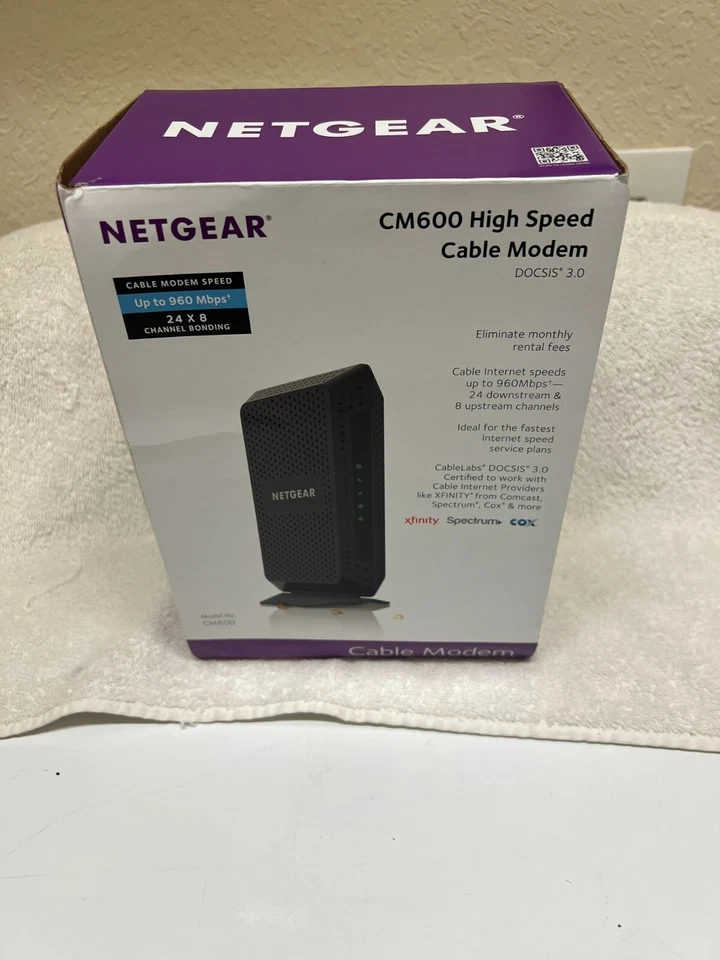 NETGEAR CM600-100NAS 960Mbps DOCSIS 3.0 Cable Modem - Image 1 of 1