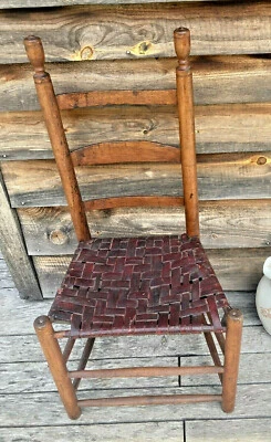 Antique Primitive Rustic Shaker Chair ladder back early american New England - Image 1 of 4