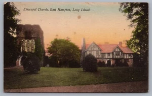 Episcopal Church St. Luke’s East Hampton NY Long Island Handcolored Postcard J6 - Imagen 1 de 3
