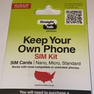 Sim Pin Straight Talk Nano SIM Card Cdma Bring Your Own Phone Kit New iPhone - Picture 1 of 3