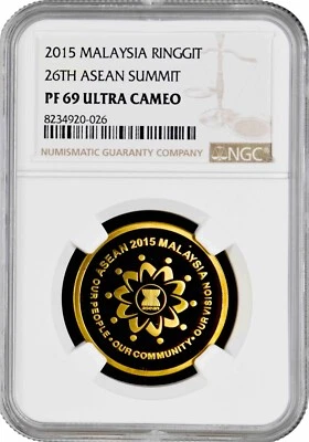 Malasia 1 ringgit 2015, NGC PF69 UC, "Cumbre de la ASEAN" Foto 1 de 2