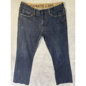 Pantalones de mezclilla Express Jeans para hombre 34x30 azules sueltos corte botín negro tiro bajo informales - Imagen 1 de 7