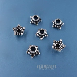 10 espaciadores de tapa de cuentas de estrella texturizadas de plata esterlina oxidada 6 mm #33872 - Imagen 1 de 4
