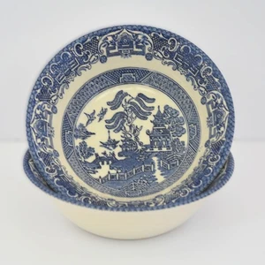 Blue Willow English Ironstone Tableware Cereal Bowls Transferware Set of 2 - Picture 1 of 5