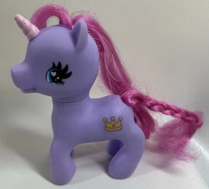 Pelo de melena cepillable rosa caballo unicornio púrpura Gi-Go pony corona amarilla marca - Imagen 1 de 6