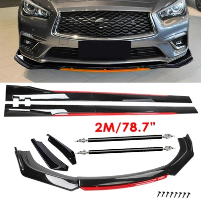 For Infiniti QX50 QX60 Glossy Black Look Red Front Lip Chin Bumper Side Skirt — 第 1/4 张图片