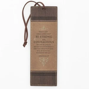 Bookmark With Tassel: Be Strong and Courageous Beige/Burgundy - Picture 1 of 1