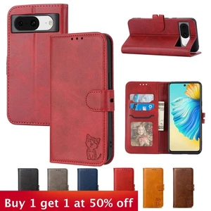 New Flip Leather Wallet Protective Phone Case For Google PIXEL8/7/6/5/4PRO 7A 8A - Picture 1 of 11