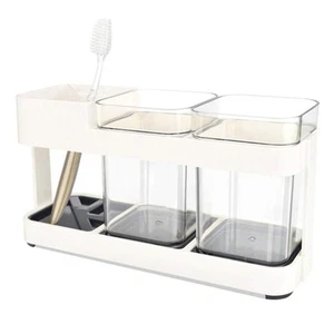 Juego de soporte para cepillo de dientes con taza de pasta de dientes para almacenamiento de amantes del baño - Imagen 1 de 12