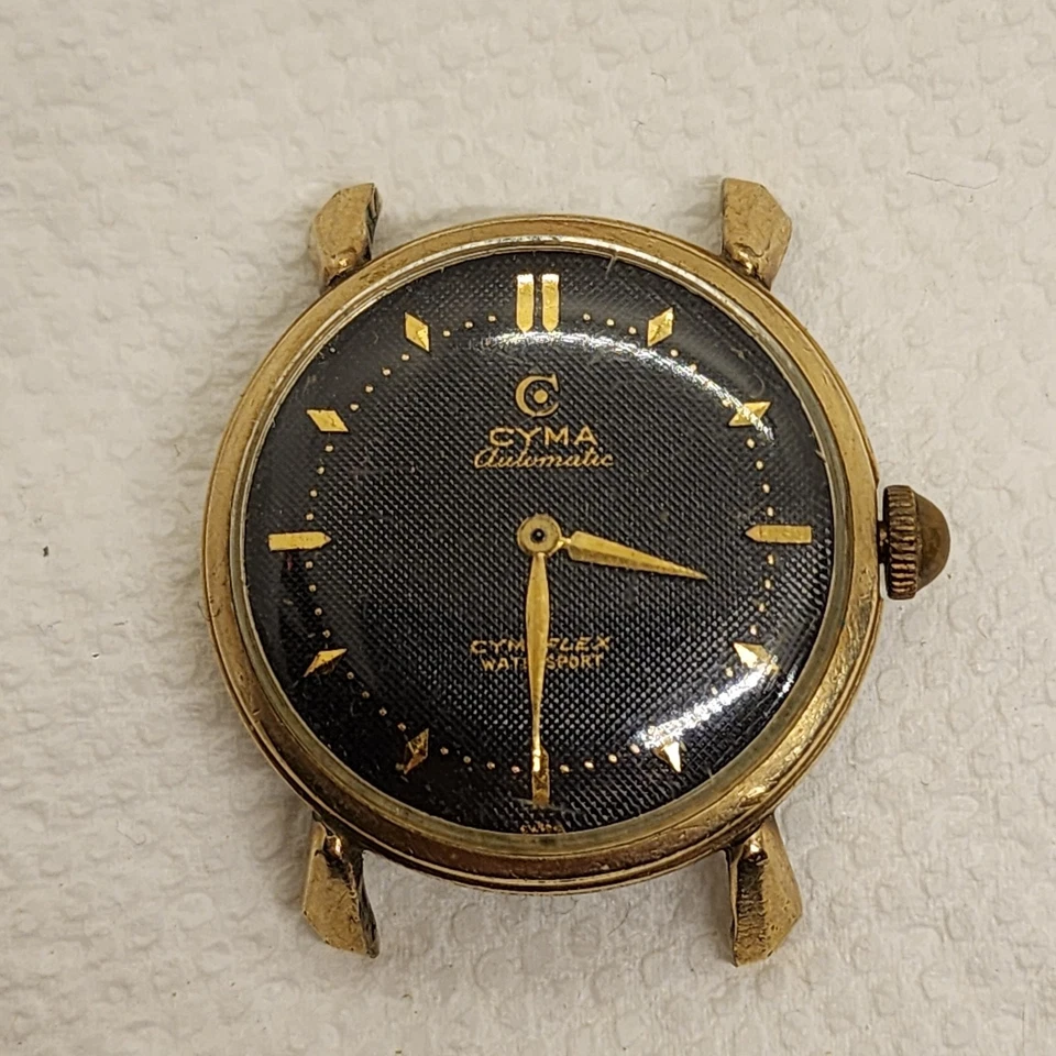 Reloj De Colección CYMA CYMAFLEX DEPORTES ACUÁTICOS 17 joyas parachoques automático R420 10kt GF Funciona Foto 1 de 4