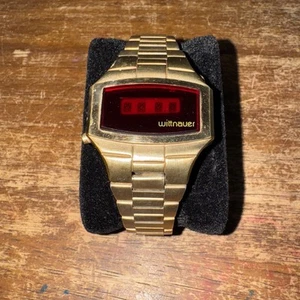 Vtg Wittnauer Polara Men's Digi LED Wristwatch SS Back & 14k Gold EP For Parts - Picture 1 of 18