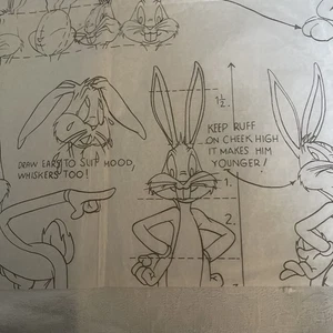 Warner Bros Bugs Bunny Tissue Paper Sketch Art 1993 - Picture 1 of 4