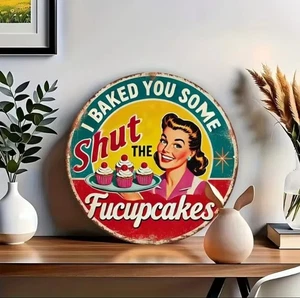 Retro Hausfrau lustiges Küchen Blechschild - Vintage Wohndeko - Backen Kochen - Bild 1 von 5