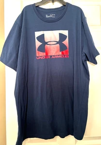 Under Armour T-Shirt Herren 2XL Loose Heat Gear Blau Kurzarm Logo Workout - Bild 1 von 5