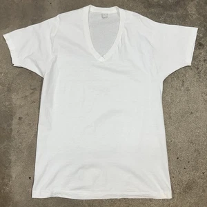 Vintage BVD White V Neck T Shirt Basic Blank Undershirt XL - Picture 1 of 8