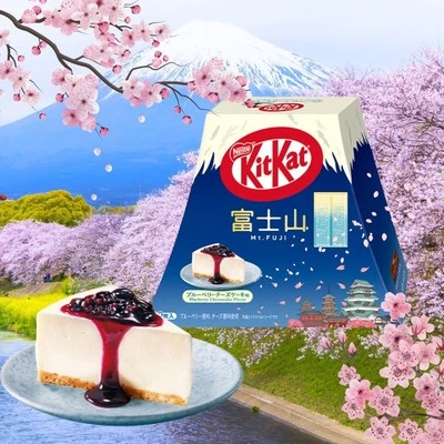 Mt. Pastel de queso Fuji Blueberry KitKat sabor, ¡exclusivo de Japón! 1 caja, 9 piezas Foto 1 de 4
