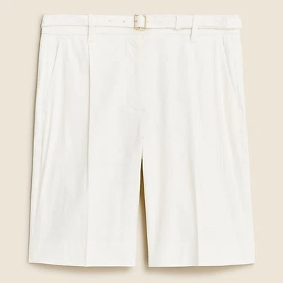 J. Pantalón corto Crew plisado 9" con cinturón en mezcla de lino marfil talla 16 Foto 1 de 4