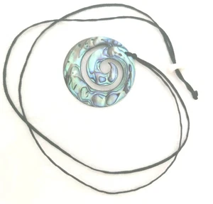 Abalone Mother-of-Pearl Shell Circular Pendant Necklace -For Your Inner Mermaid - Picture 1 of 9