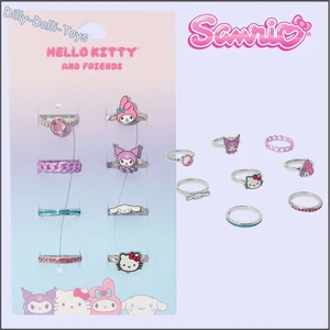 Sanrio 8 Ring Set Hello Kitty My Melody Kuromi Cinnamoroll Kawaii Jewellery NEW - Picture 1 of 13