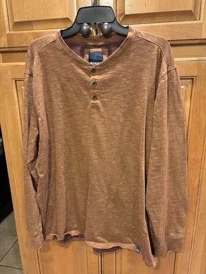 Prana Shirt Mens Size XL Brown Ronnie Henley II Long Sleeve 1/4 Button Heathered - Image 1 of 4