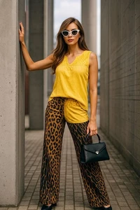 Woolrich L Yellow Organic Cotton Sleeveless Blouse Boho Resort Summer City Chic - Picture 1 of 13