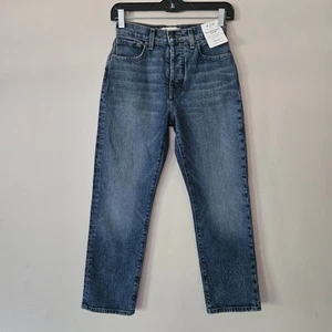 Madewell The '90s Straight Crop Jean Button Fly Blue Jeans NEW NWT 23P - Picture 1 of 9
