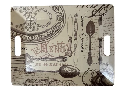 Bandeja grande para servir melamina cubiertos de tema francés 18”x14”x1 1/2” Foto 1 de 2