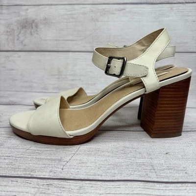 Frye Company Women's Ivory Leather Block Heel Ankle Strap Dress Sandals - Image 1 of 4