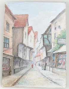 James Allen Shuffrey Watercolor The Shambles York England Street Scene Original - Picture 1 of 14