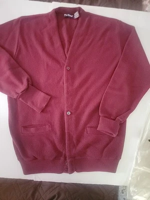 Vintage Par Four Golf Sweater Cardigan Mens Med Buttons Pocket Burgundy Dark Red - Image 1 of 4