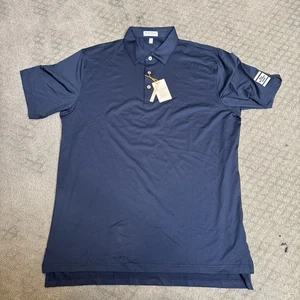Peter Millar Summer Comfort Polo Shirt Mens Large Dark Blue Stretch UPF 50+ - Foto 1 di 6