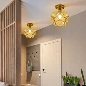 Single Light Floral Flushmount Light Tiffany Romantic Ceiling Light for Foyer - Picture 1 of 17
