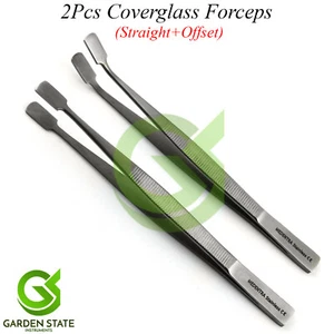 Microscope Glass Cover Forceps Slip Slide Handling Holder Straight-Offset 2Pcs - Picture 1 of 3