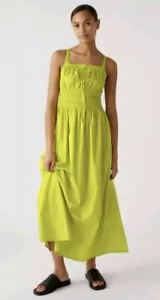 NEW M&S Collection Lime Geen Cotton Strappy Summer Midi Dress Best Seller 22 - Picture 1 of 14