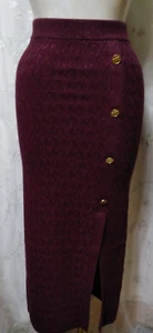 New MICHAEL KORS Medium Logo Sweater Pencil Skirt Front Slit Burgundy Sparkle - Picture 1 of 6