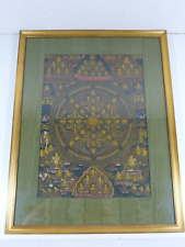 Old Buddhist Tangka Thangka Thanka Mandala Silk Painting Framed 36,5 x 44 cm