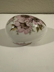 Limoges France Trinket Box Easter Egg Pink Flowers Floral - Imagen 1 de 8